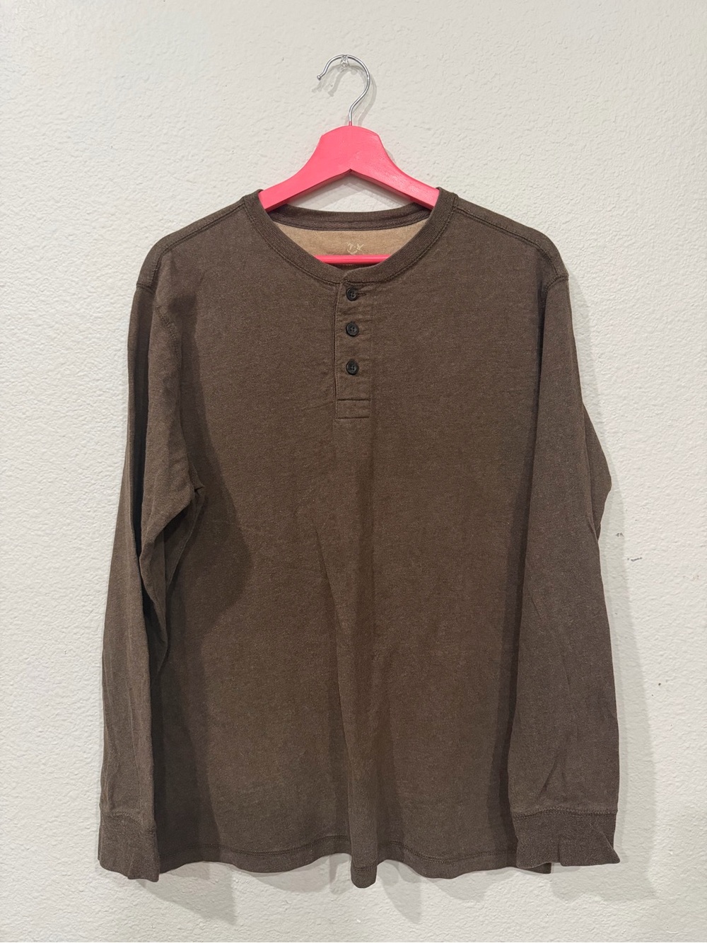 Outdoor Life Men’s Brown Long Sleeve Henley Shirt Size M Cotton Casual Basic